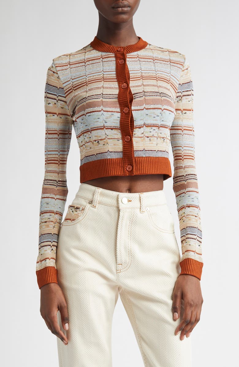 Missoni Metallic Stripe Crop Cardigan, Main, color,