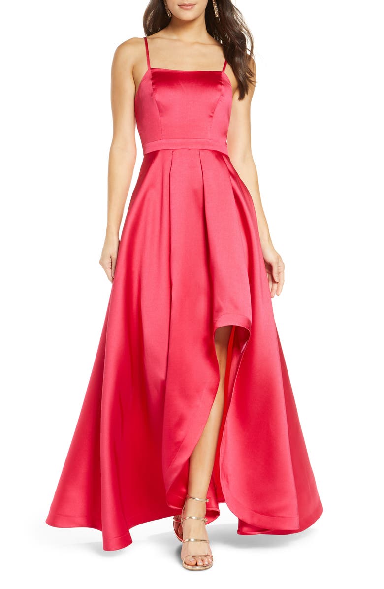 Sequin Hearts Square Neck Mikado High/Low Gown, Main, color, 