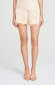 WAYF Elaine Lace Trim Matte Satin Shorts