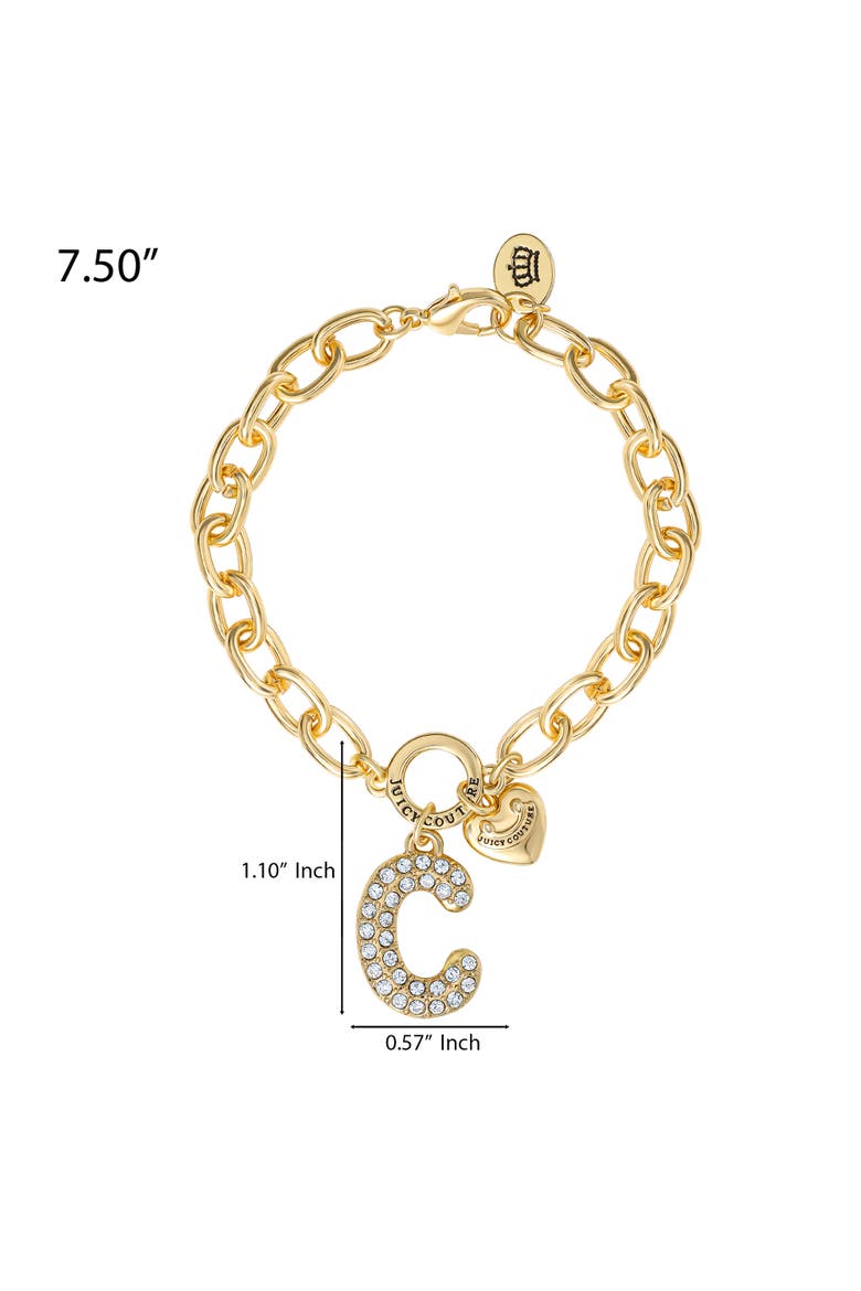 Pavé Initial Charm Bracelet, 7.5'' Gold Tone Link, Alternate, color, Letter C