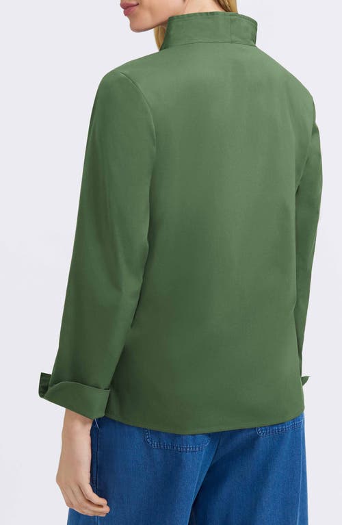 Foxcroft Tammy Ruffle Collar Cotton Blend Top In Green