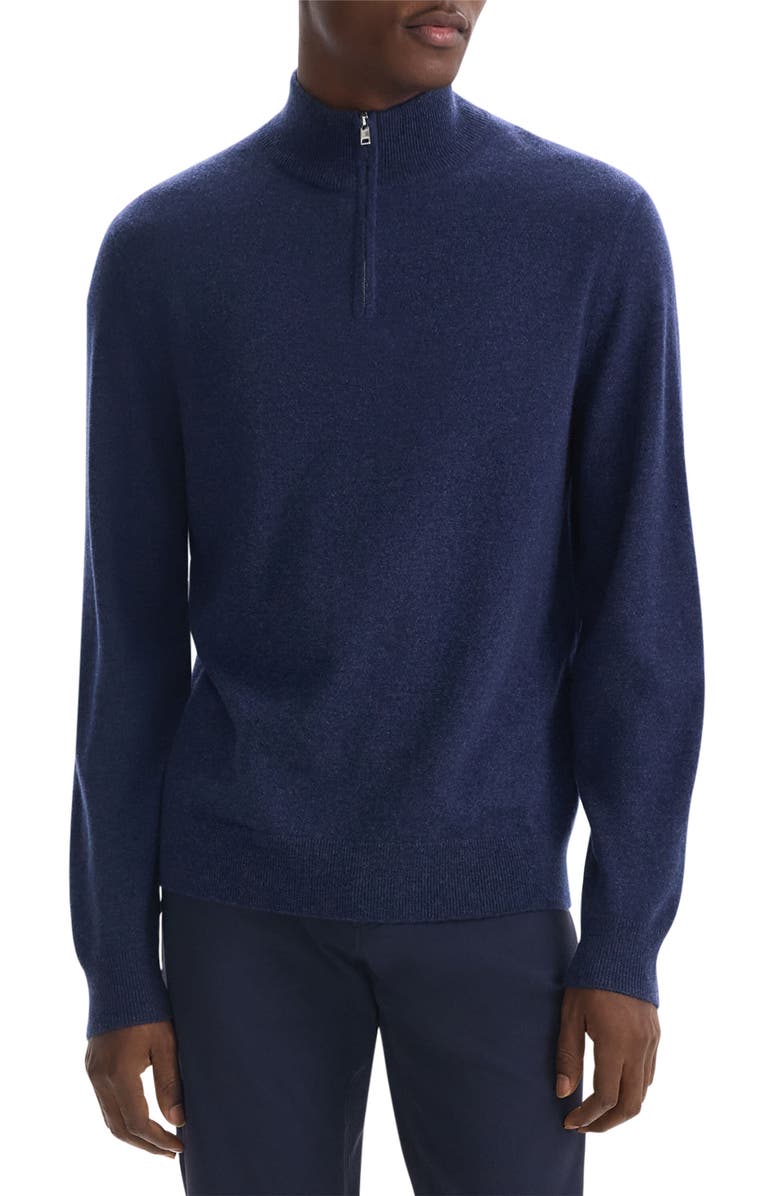 Theory Hilles Quarter Zip Cashmere Sweater, Main, color, Baltic Melange