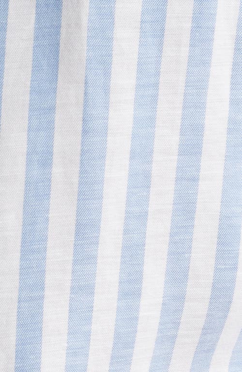 SCOTT BARBER SCOTT BARBER COASTAL REGULAR FIT STRIPE LINEN & LYOCELL BUTTON-UP SHIRT