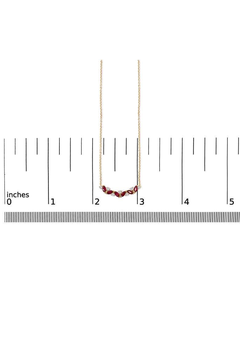 14K Yellow Gold Red Ruby and Diamond Trio Bar Line Necklace, Alternate, color, Yellow