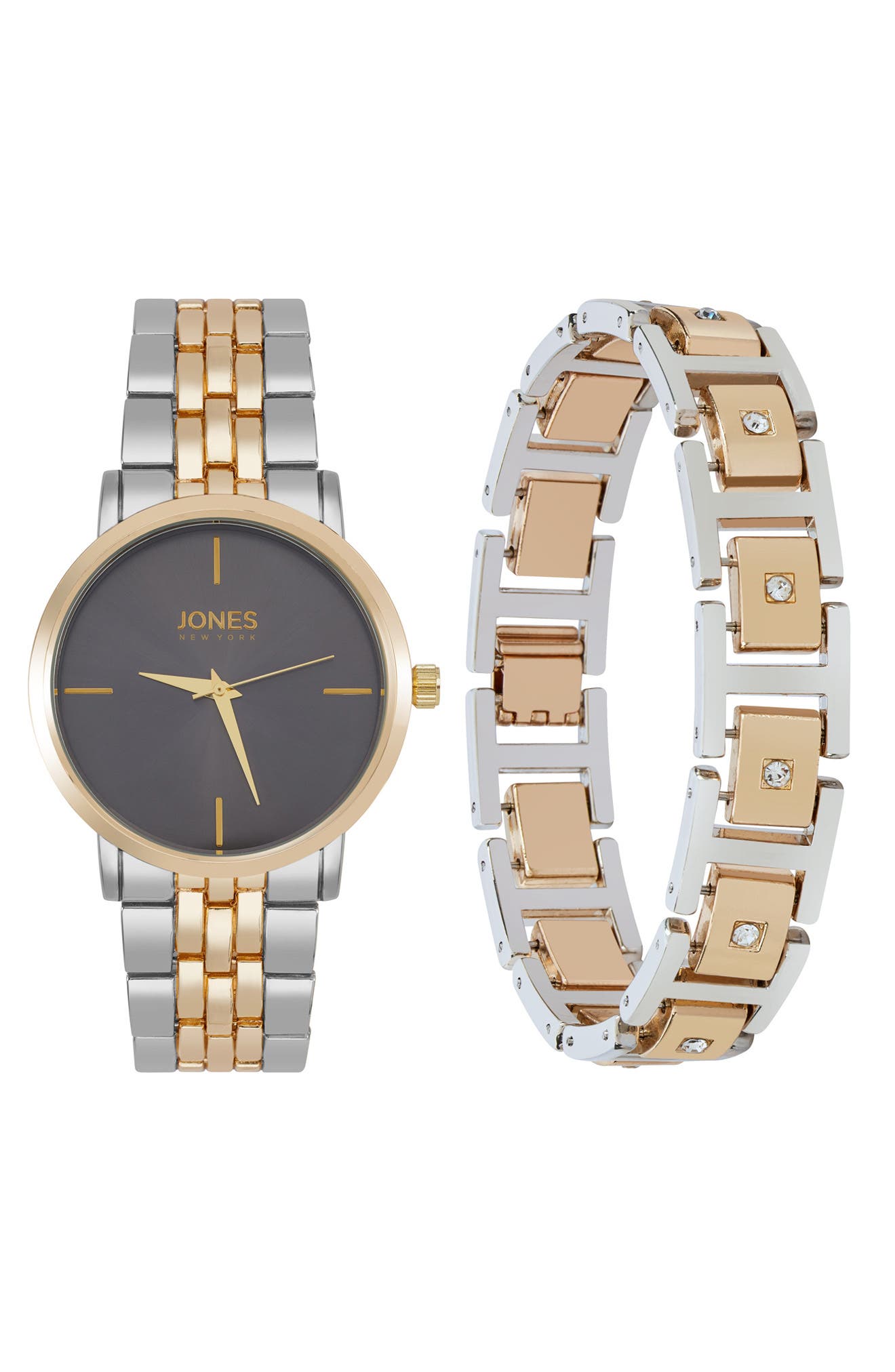 Jones New York Three-Hand Quartz Mesh Strap Watch & ID Bracelet Set