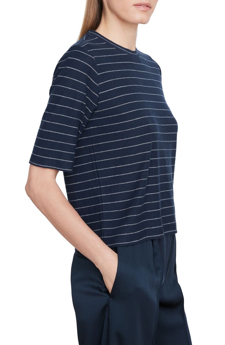 Vince Stripe Relaxed Elbow-Sleeve T-Shirt, Main, color,