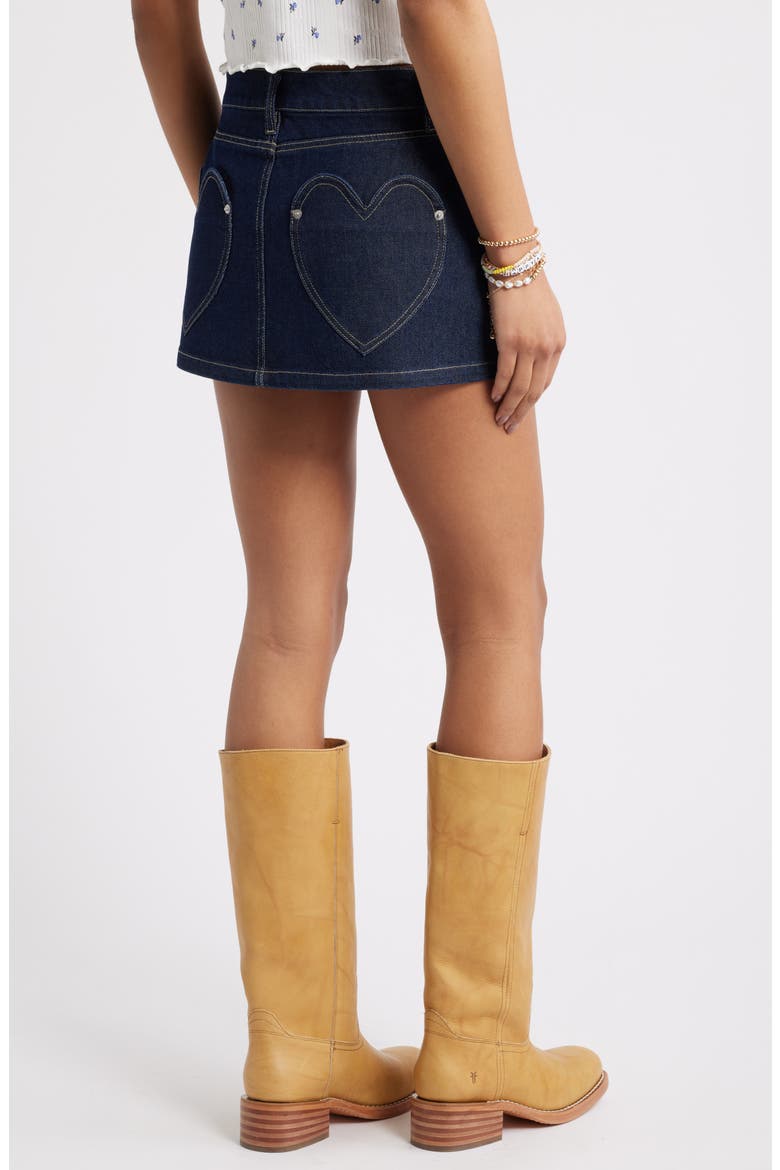 Heart Pocket Low Rise Denim Miniskirt, Alternate, color, RINSE WASH