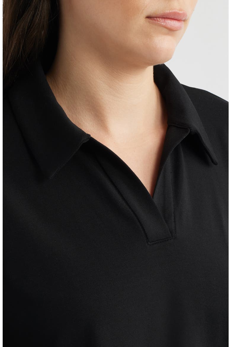 Boxy Henley Jersey Top, Alternate, color, BLACK