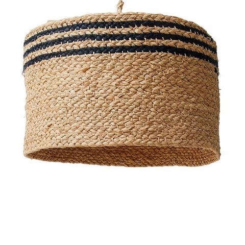 Striped Braided Raffia Lamp Shade