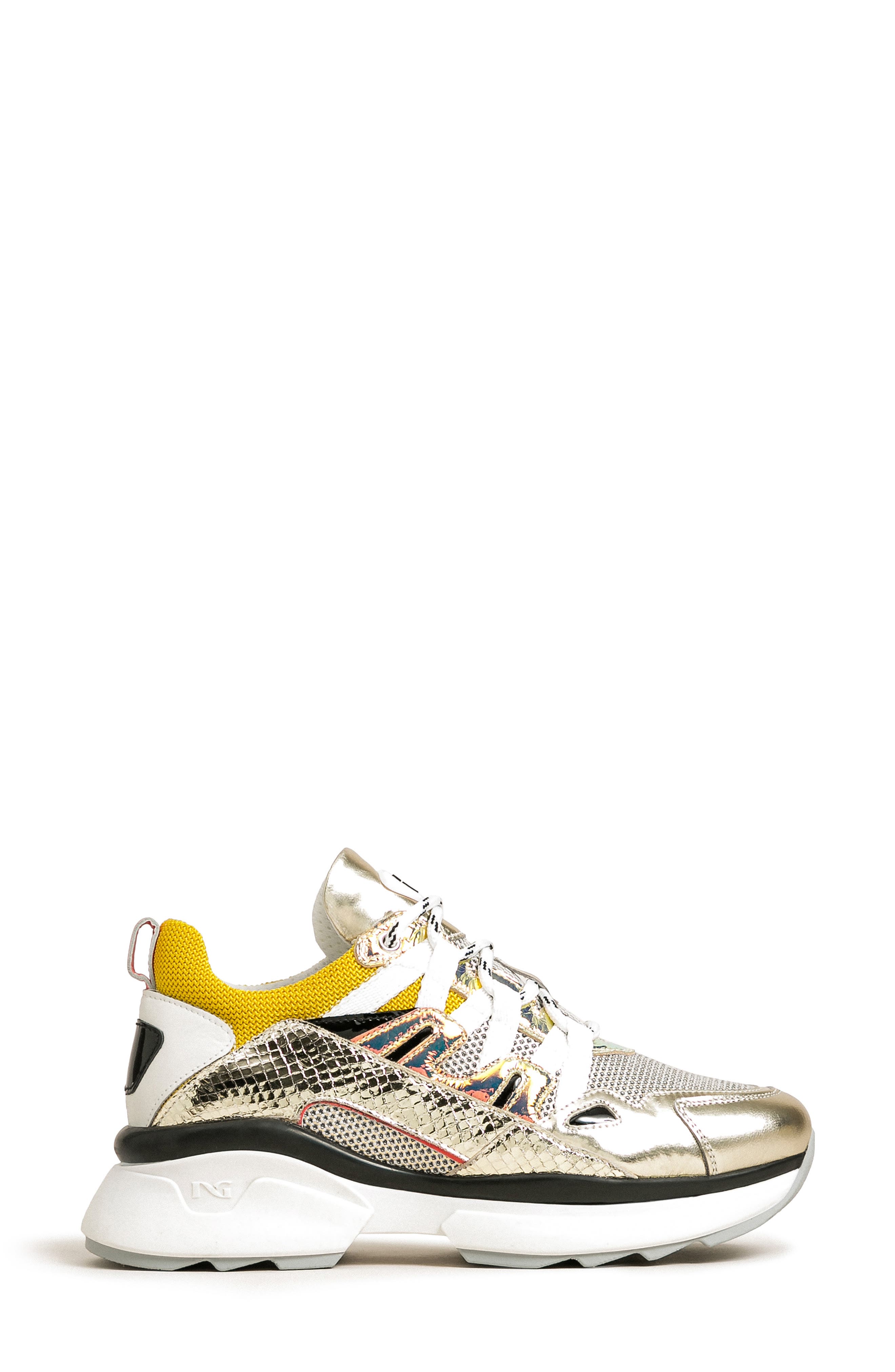 NeroGiardini Metallic Platform Sneaker, Alternate, color, 