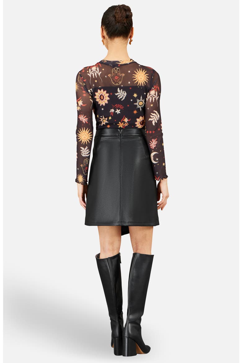 Faux Leather Wrap Skirt, Alternate, color, Black