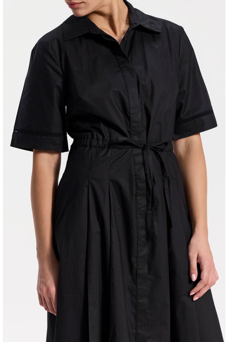 Dar Collared Short Sleeved Midi Dress, Alternate, color, Black