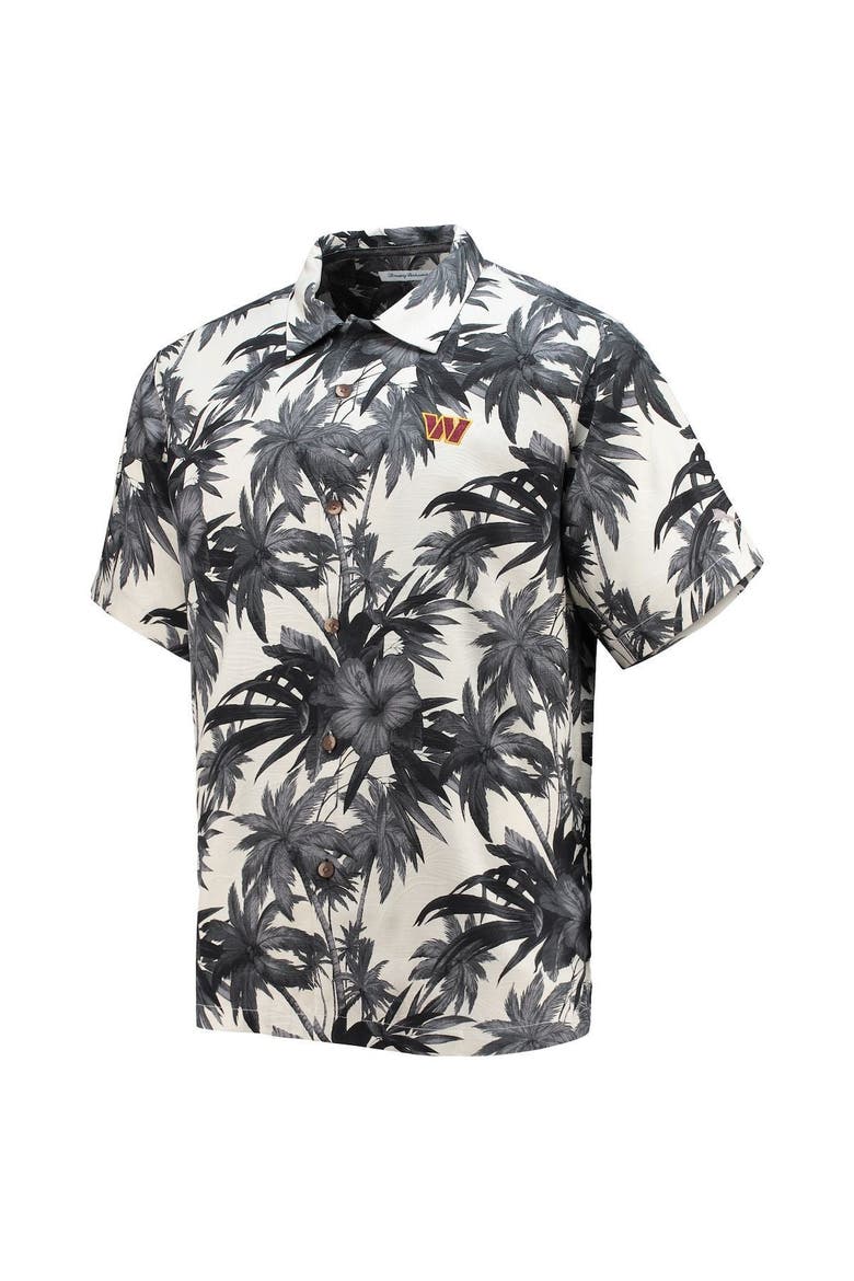 Men's Tommy Bahama Black Washington Commanders Sport Harbor Island Hibiscus Camp Button-Up Shirt, Alternate, color, Black
