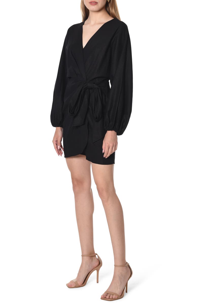 WAYF Amour Long Sleeve Linen Blend Wrap Dress, Alternate, color, 