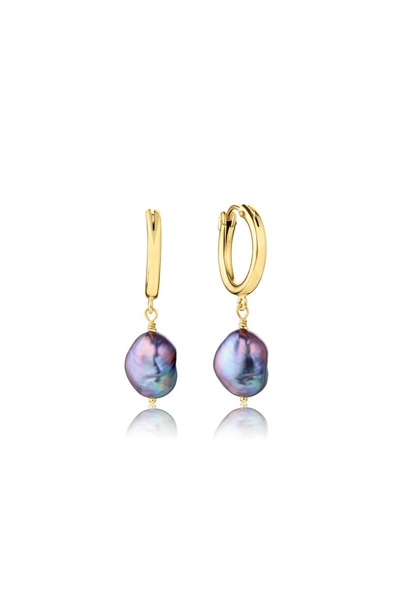Set & Stones Adelle Pearl Hoop Earrings, Main, color, Gold / Peacock
