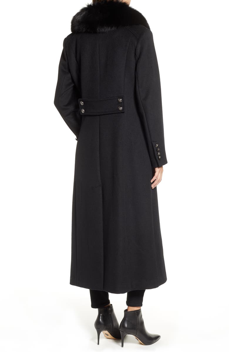 1 Madison Double Breasted Military Wool Coat with Genuine Fox Fur Shawl, Alternate, color,