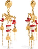 LA MENO Coral and Shell Drop Earrings