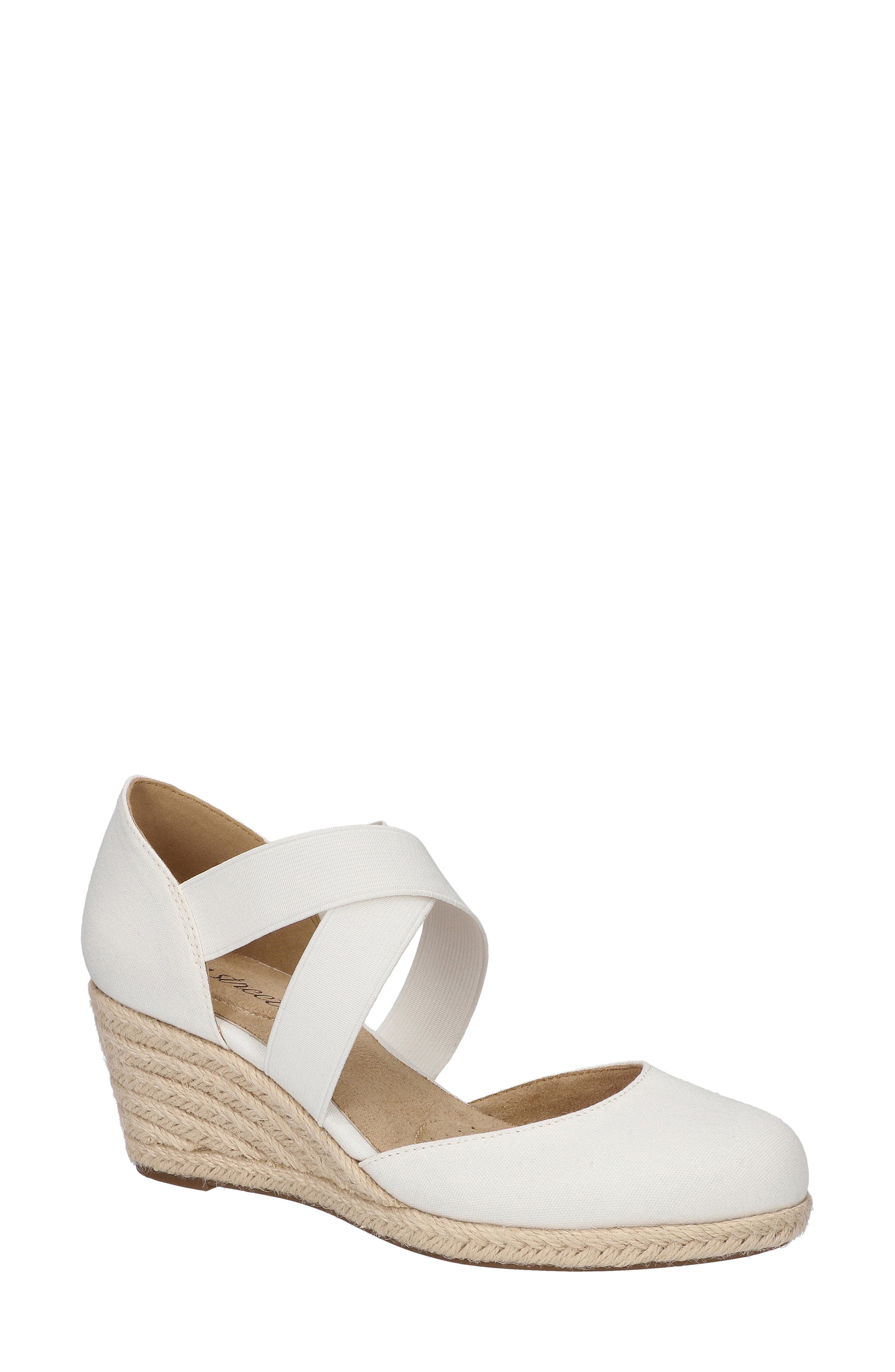 EASY STREET Pari Espadrille Platform Wedge, Main, color, White Canvas