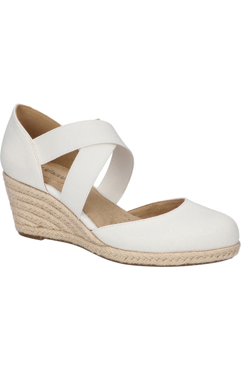 EASY STREET Pari Espadrille Platform Wedge, Main, color, White Canvas