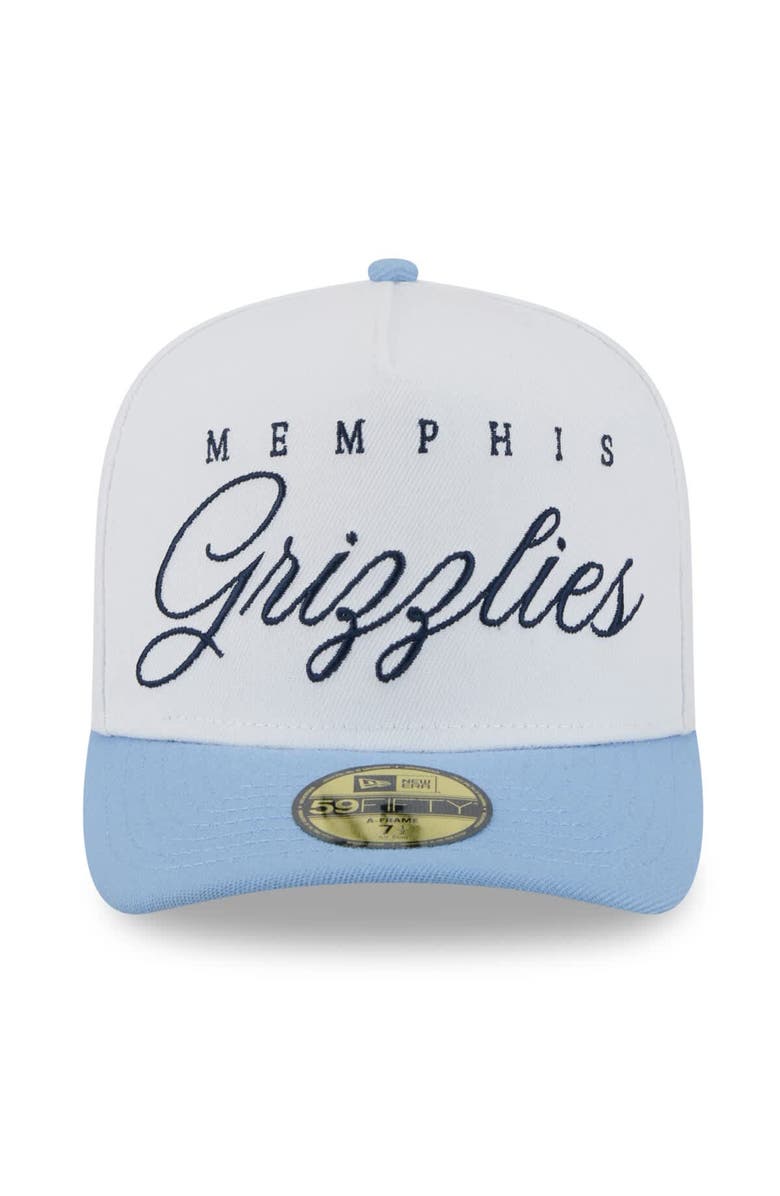 New Era Men's New Era White/Light Blue Memphis Grizzlies 2025 NBA Draft A-Frame 59FIFTY Fitted Hat, Alternate, color, White