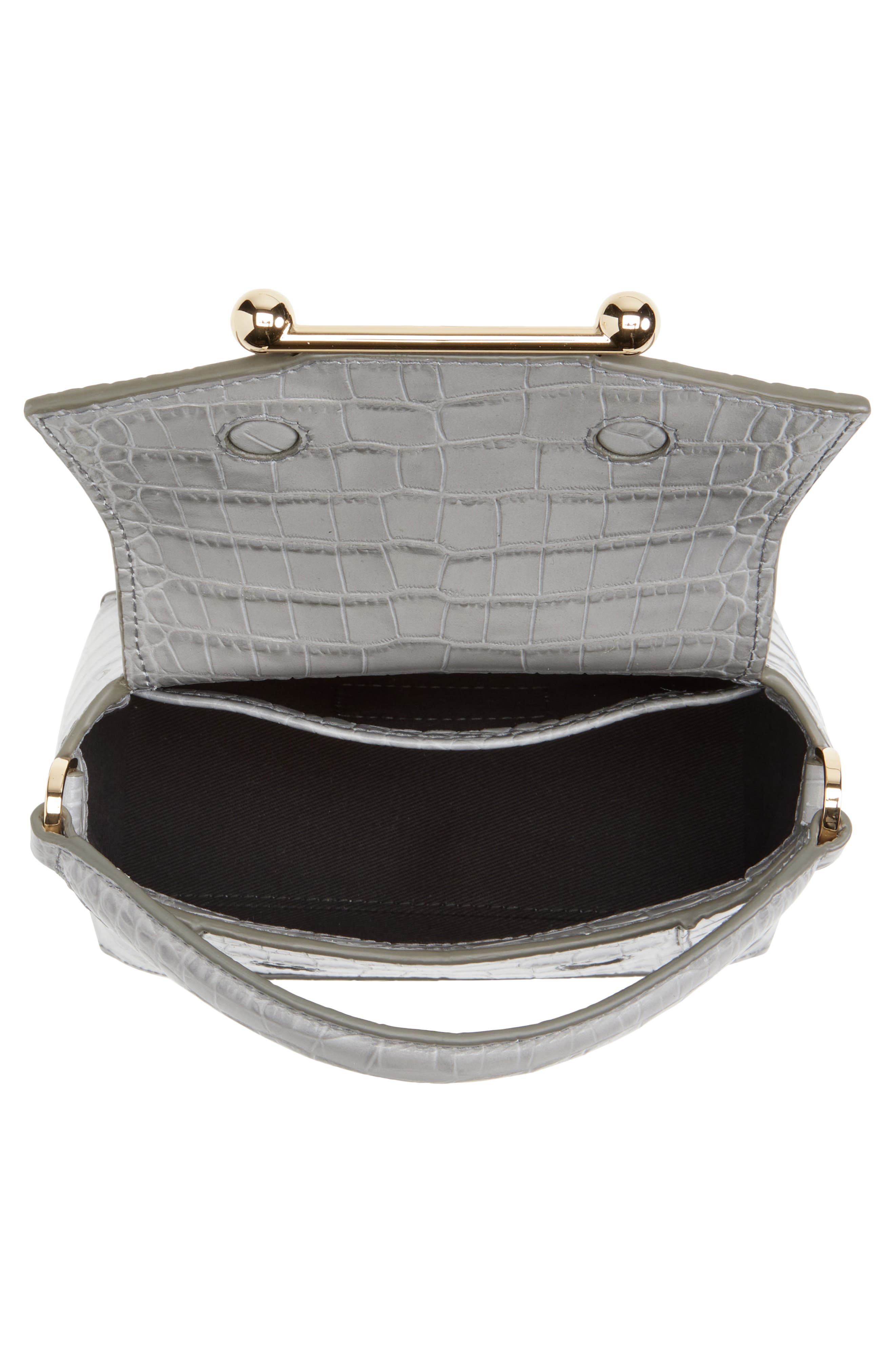 Strathberry Nano Mosaic Croc Embossed Top Handle Bag, Alternate, color, Stone Grey