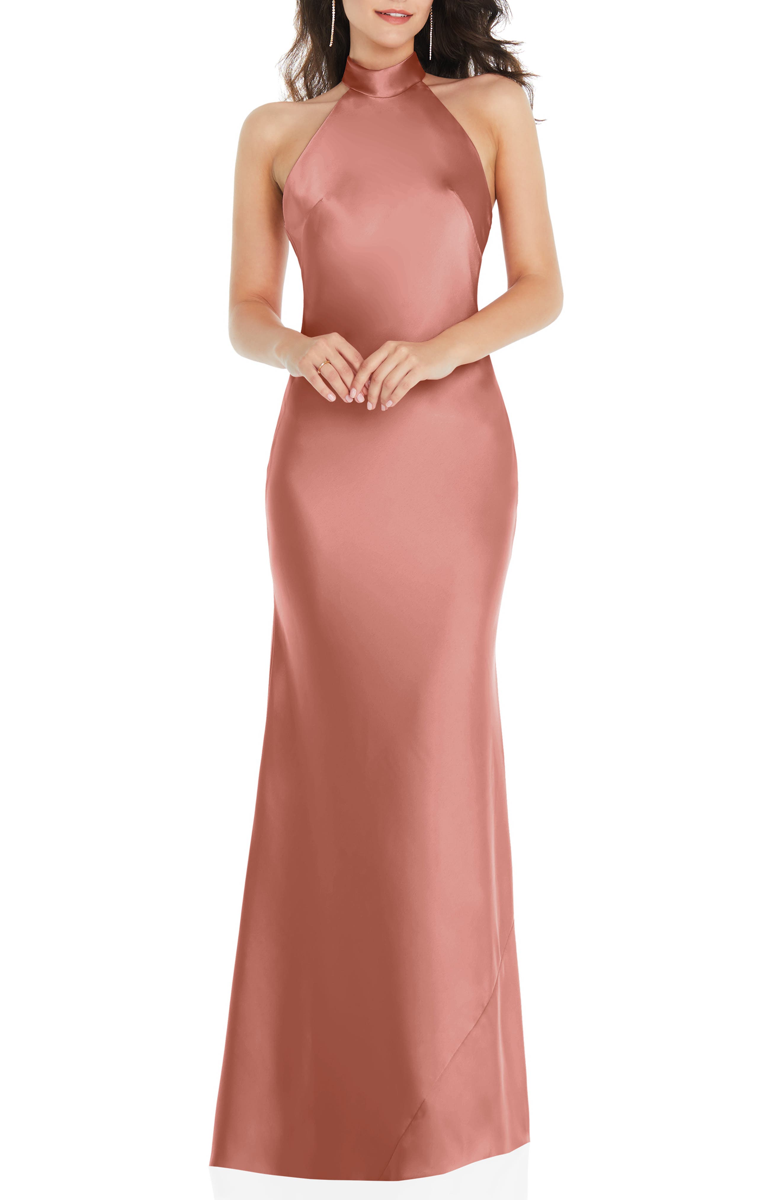 Halter Column Bridesmaids Gown