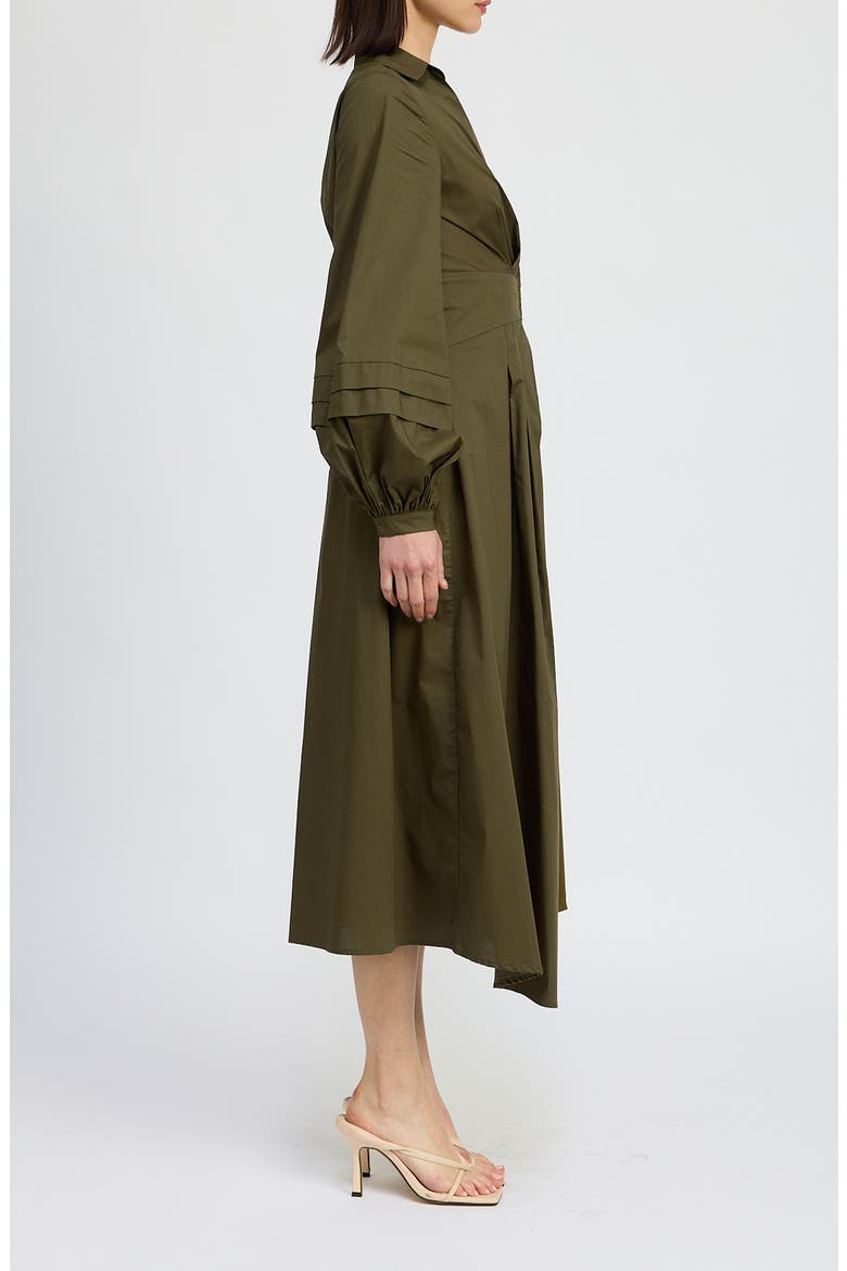Berenger Long Sleeve Wrap Cotton Shirtdress, Alternate, color, OLIVE