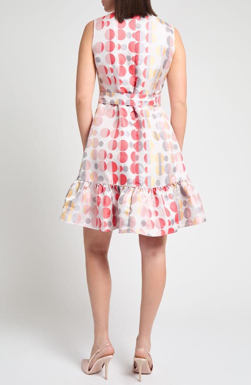 Ming Wang Dot A-line Dress In Rosy Blush/multi