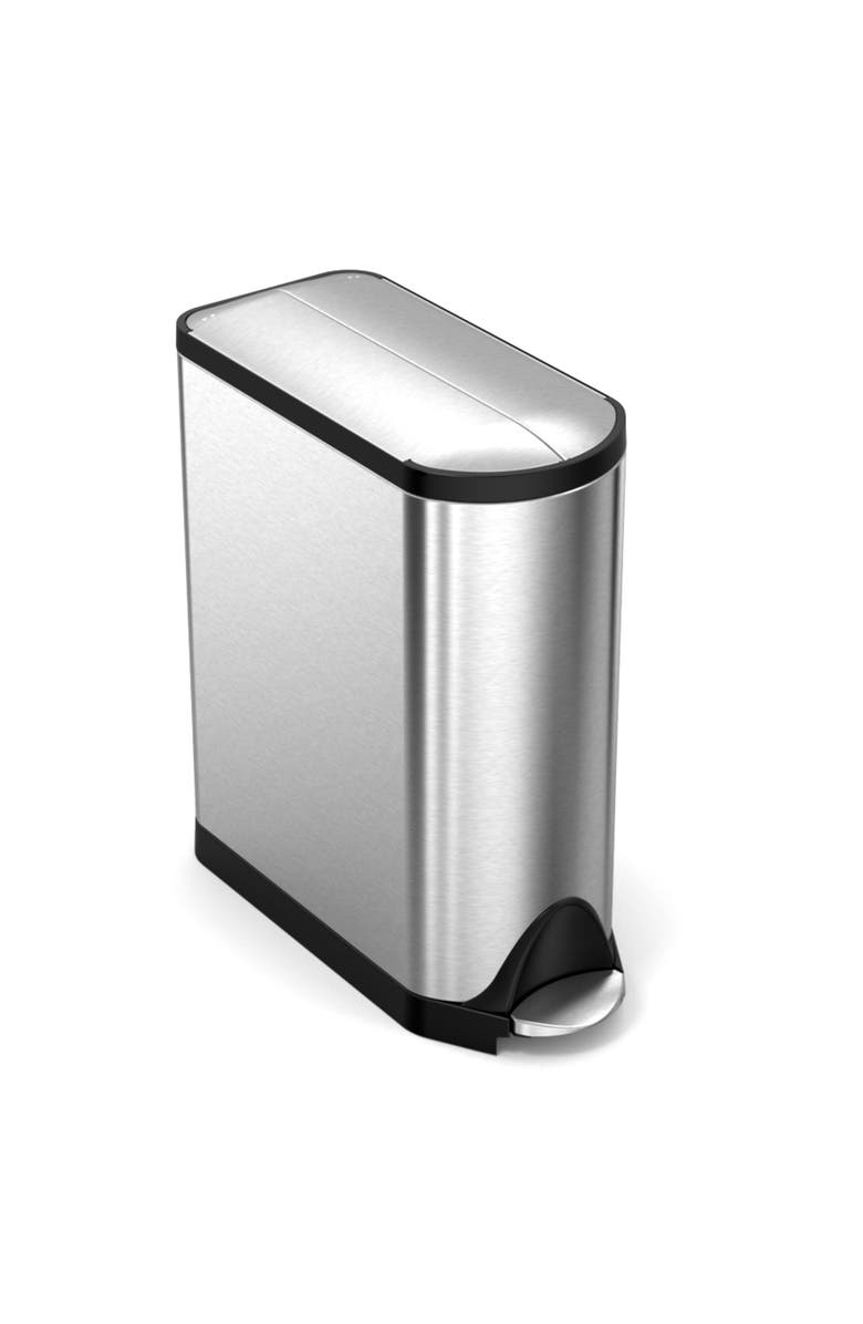 simplehuman 40L dual compartment butterfly step can, Alternate, color, Brushed