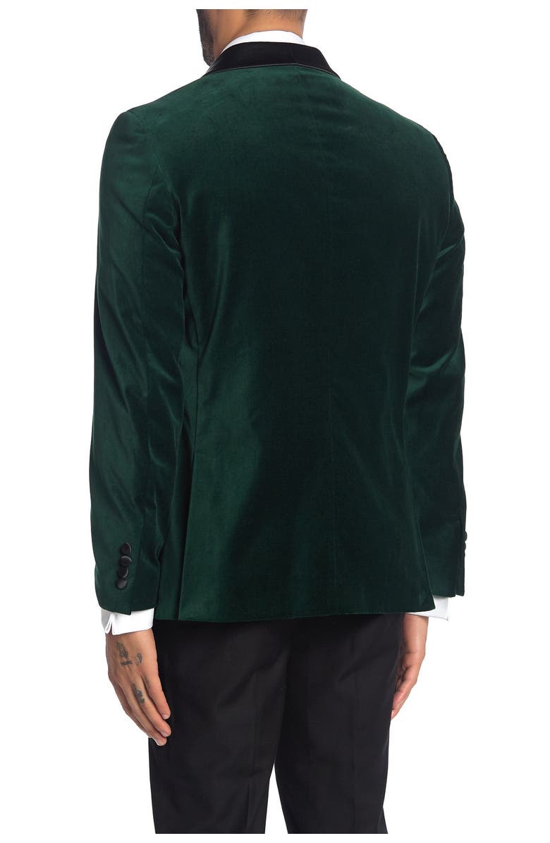 SAVILE ROW CO Emerald Shawl Collar One Button Velvet Suit Separate Sport Coat, Alternate, color, Emerald