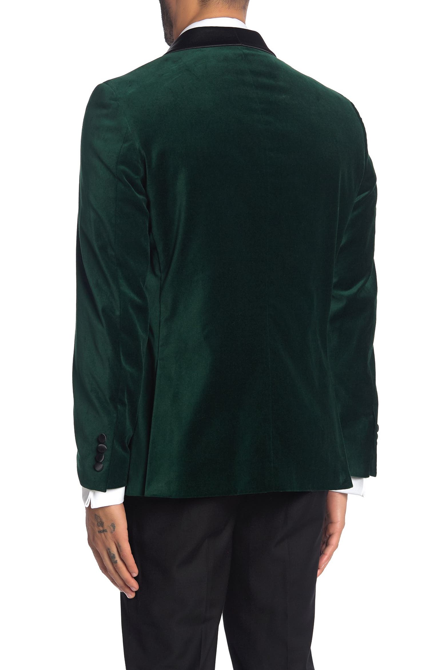 Emerald Shawl Collar One Button Velvet Suit Separate Sport Coat (Men ...