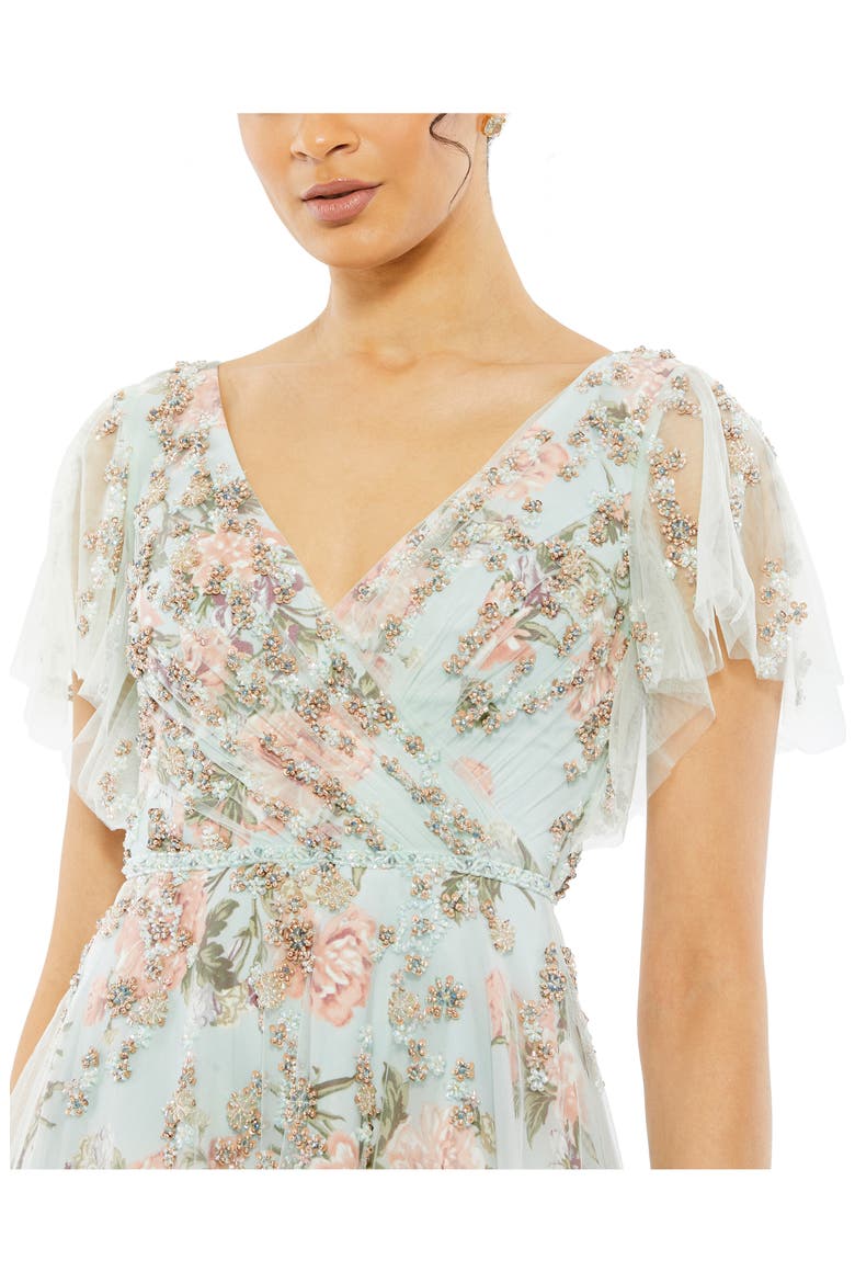 Beaded Floral A-Line Gown, Alternate, color, BLUE MULTI