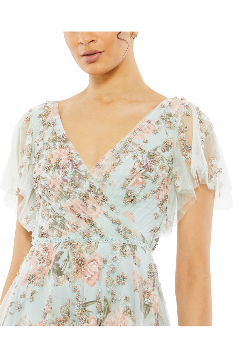 Mac Duggal Beaded Floral A-Line Gown, Alternate, color, 