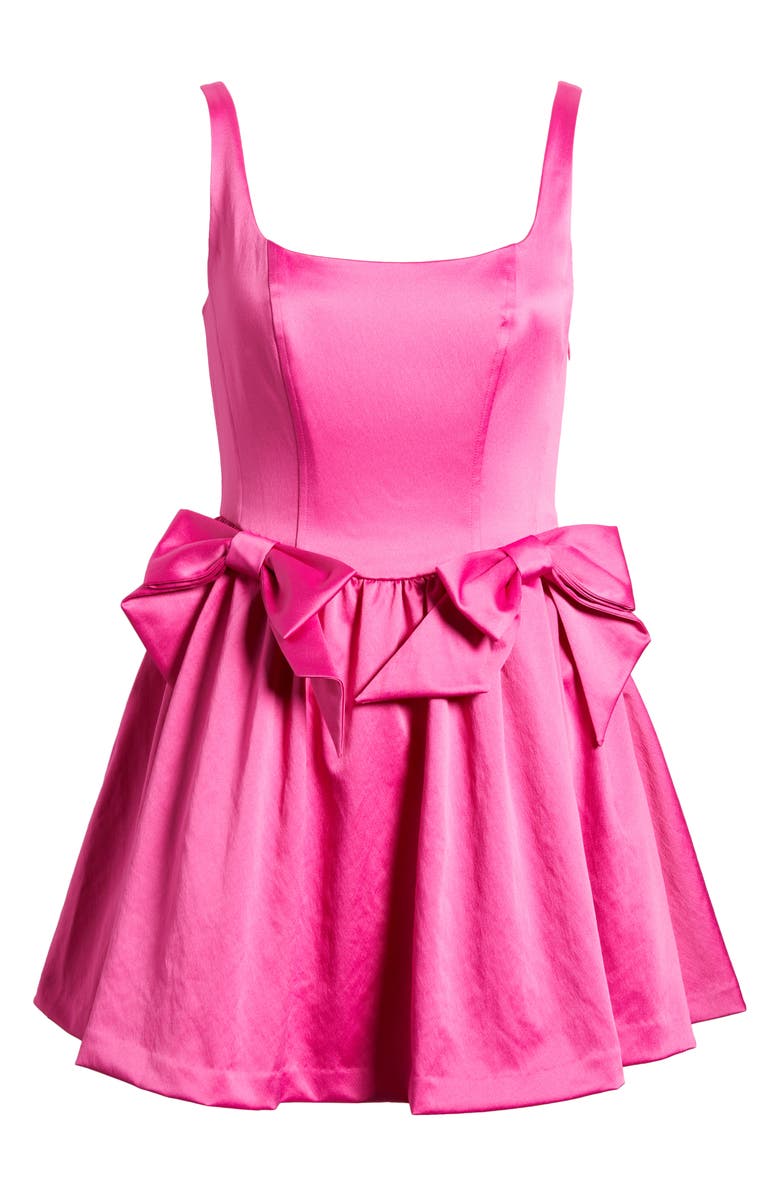LoveShackFancy Bayer Bow Detail Satin Minidress, Alternate, color,