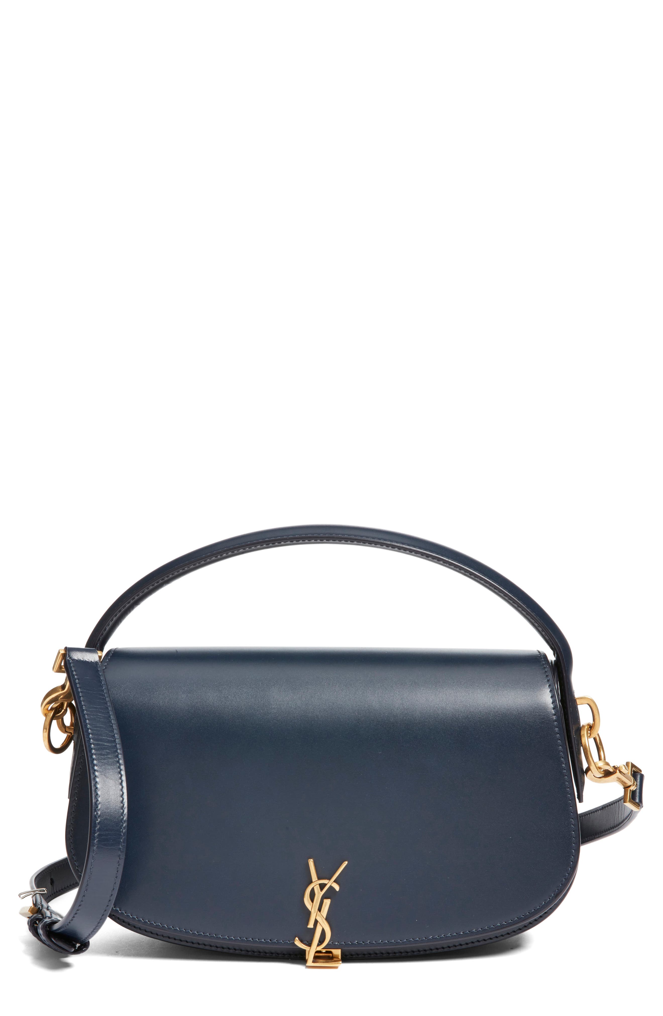 Saint Laurent Voltaire Leather Crossbody Bag, Main, color, Deep Blue