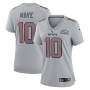 Nike Women's Nike Drake Maye Silver New England Patriots Super Bowl LX Patch Atmosphere Fashion Game Jersey