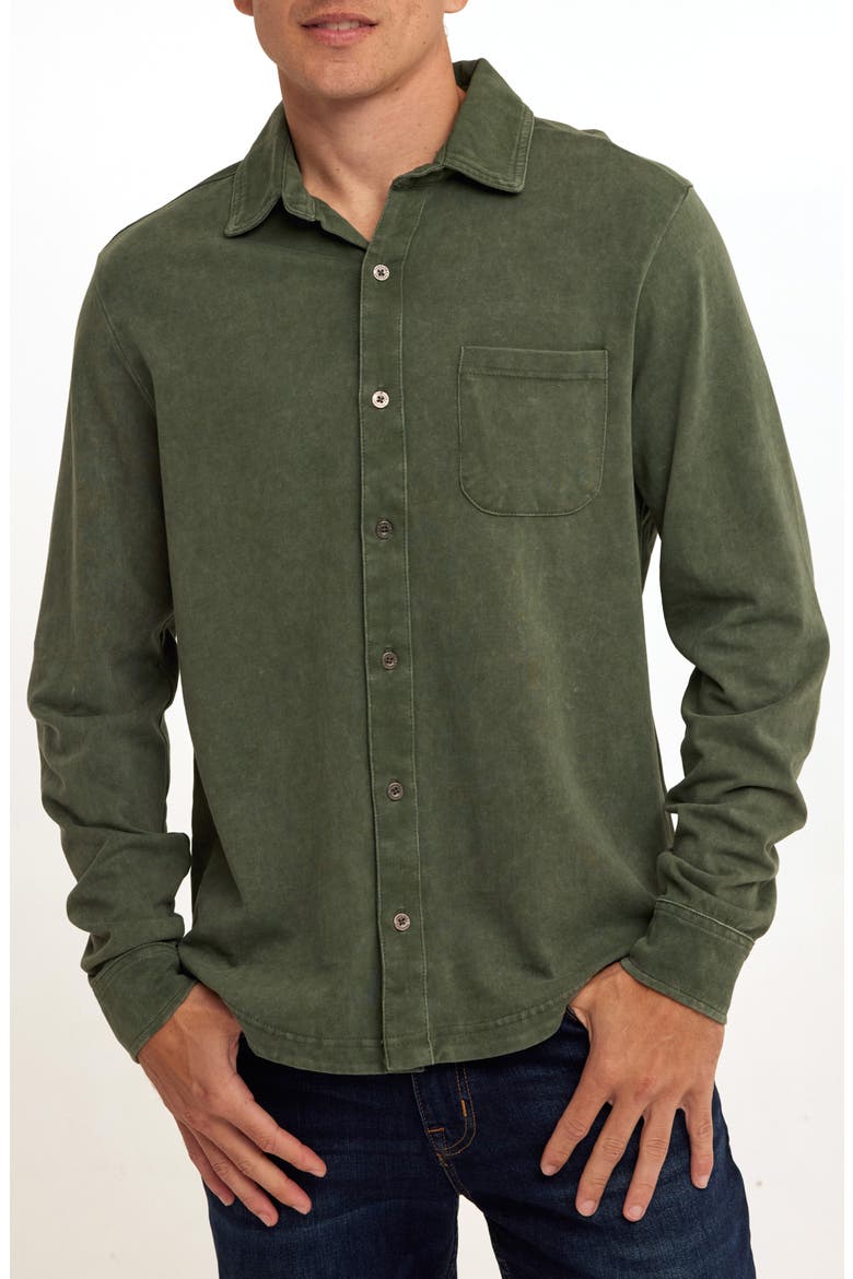 Dorain Mineral Wash Knit Button-Up Shirt, Main, color, SEAGRASS