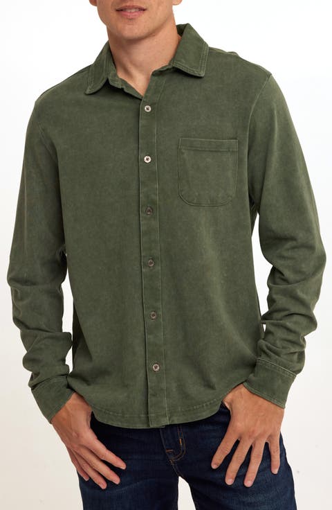Dorain Mineral Wash Knit Button-Up Shirt