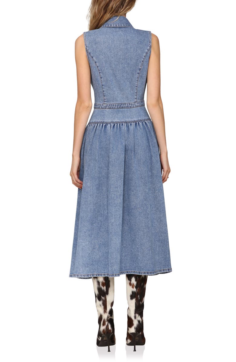 Avec Les Filles Sleeveless Denim Midi Dress, Alternate, color, Medium Wash
