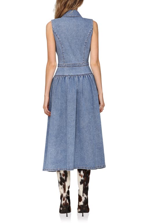 Avec Les Filles Sleeveless Snap Front Midi Dress In Blue