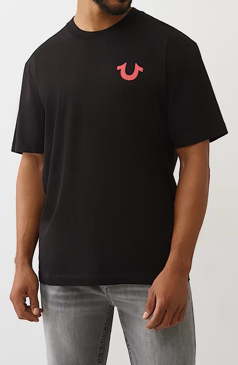 True Religion Number One Cotton Graphic T-Shirt, Main, color, Jet Black