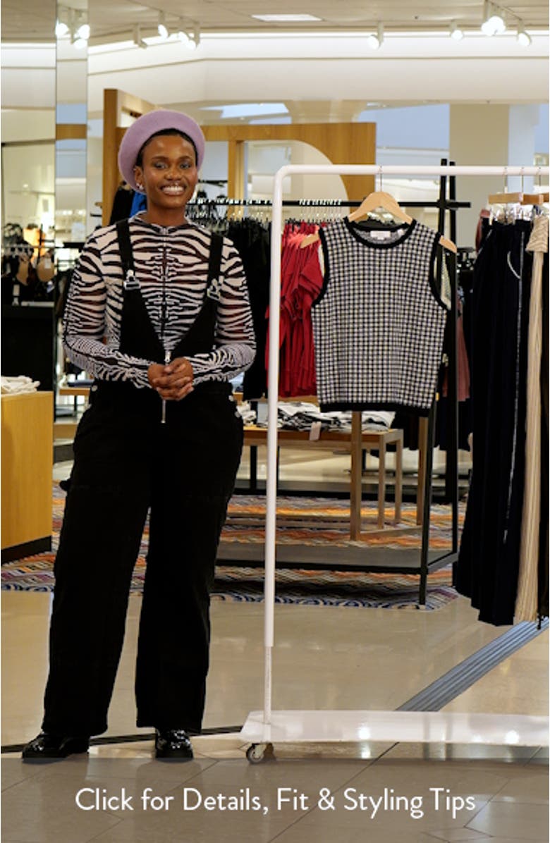 Gingham Check Sleeveless Wool & Cotton Blend Sweater, sales video thumbnail