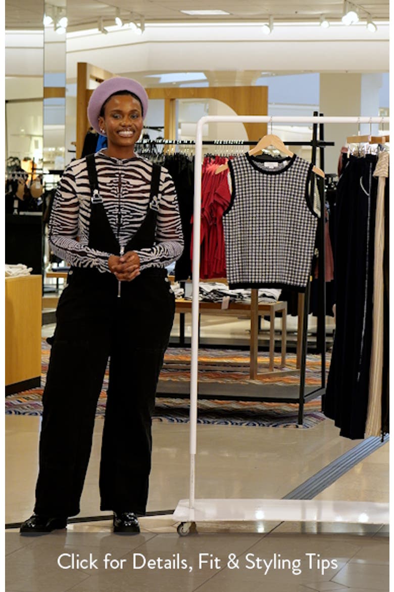 Gingham Check Sleeveless Wool & Cotton Blend Sweater video