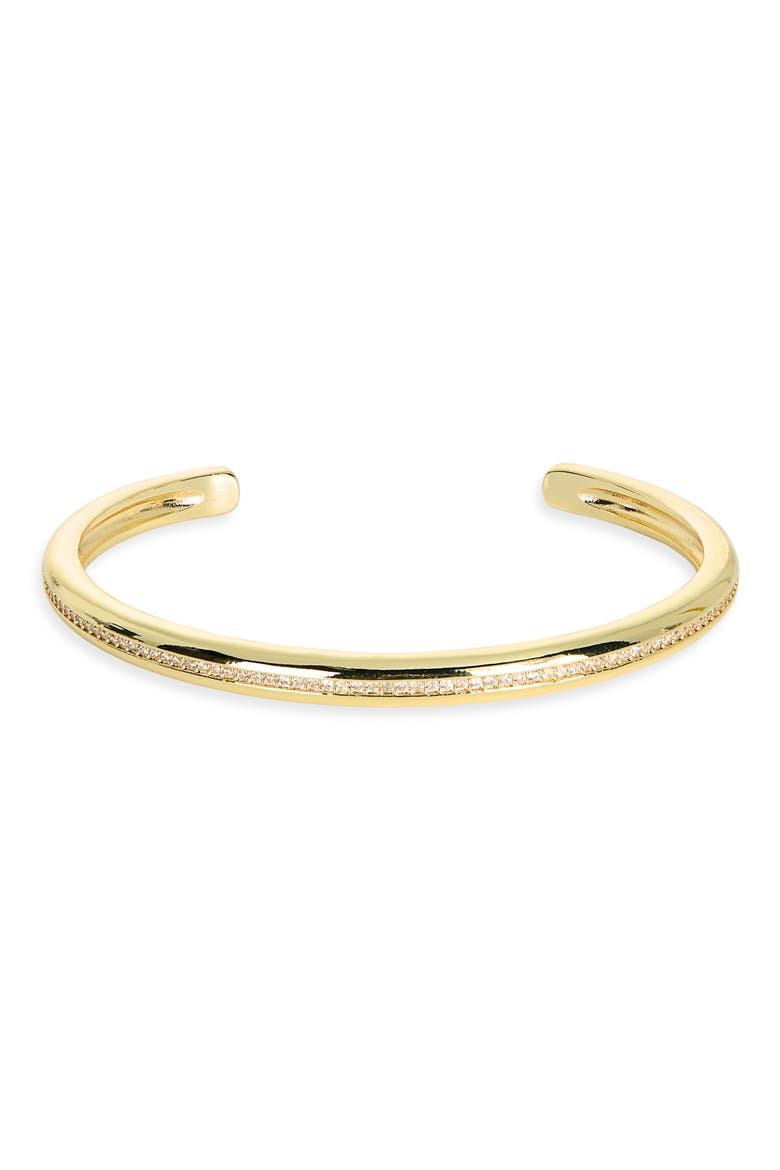 Double Row Cubic Zirconia Cuff Bracelet, Main, color, CLEAR- GOLD