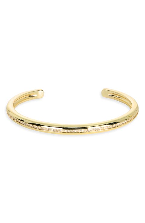 Double Row Cubic Zirconia Cuff Bracelet