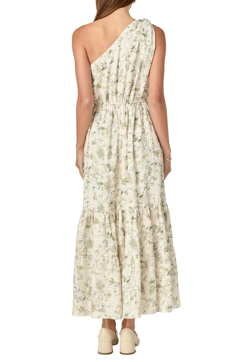 English Factory Floral Embroidered One-Shoulder Cotton Maxi Dress, Alternate, color, 