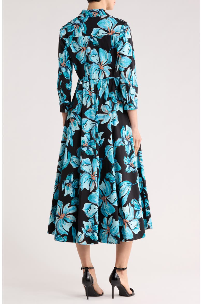 Blaine Floral Midi Shirtdress, Alternate, color, OPERA FLORAL BLACK