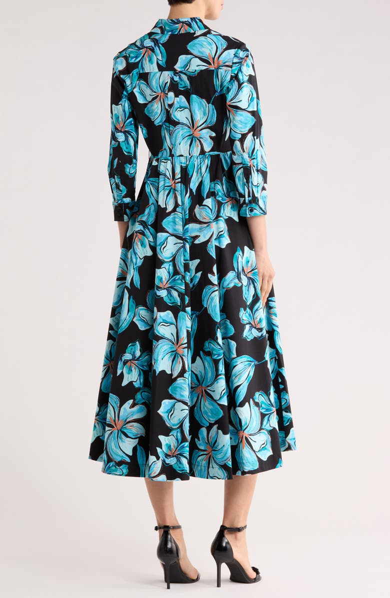DVF Blaine Floral Midi Shirtdress, Alternate, color, Opera Floral Black