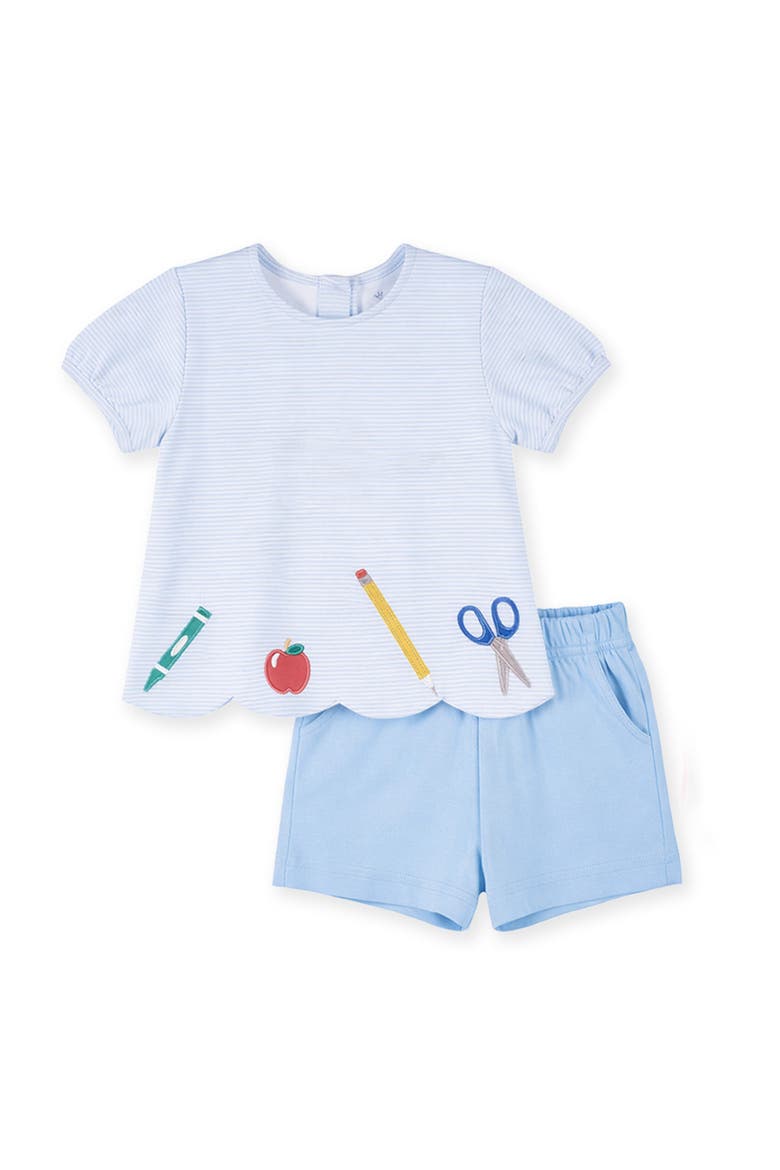 Knit Short Set With School Supplies, Main, color, Blue/White