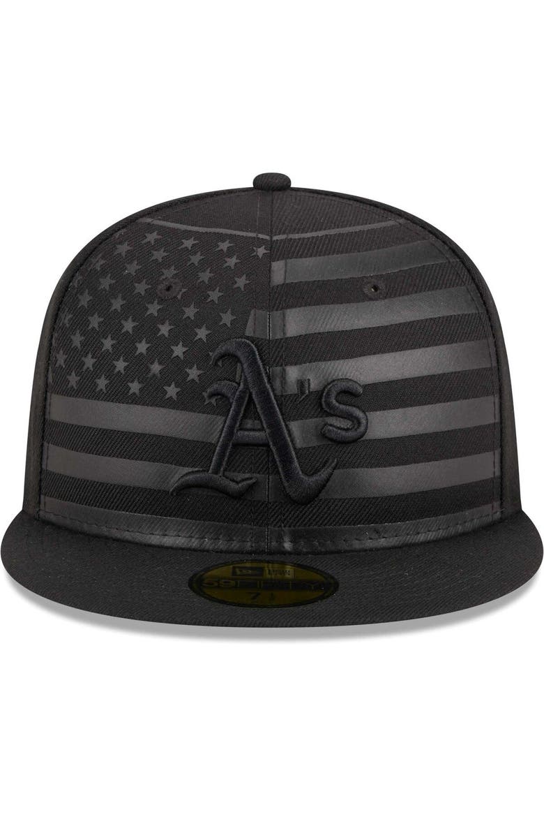 Men's New Era  Black Oakland Athletics Tonal Flag 59FIFTY Fitted Hat, Alternate, color, Black